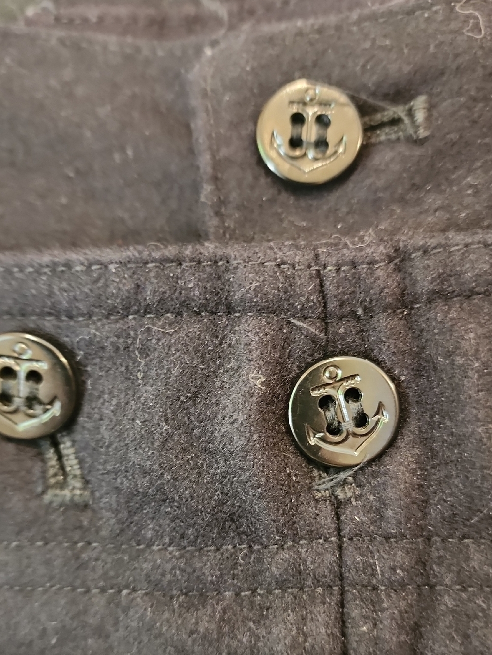 Vintage Vietnam Era US Navy Sailor Pants Wool Navy Anchor Buttons Men's size 34L - Picture 3 of 7